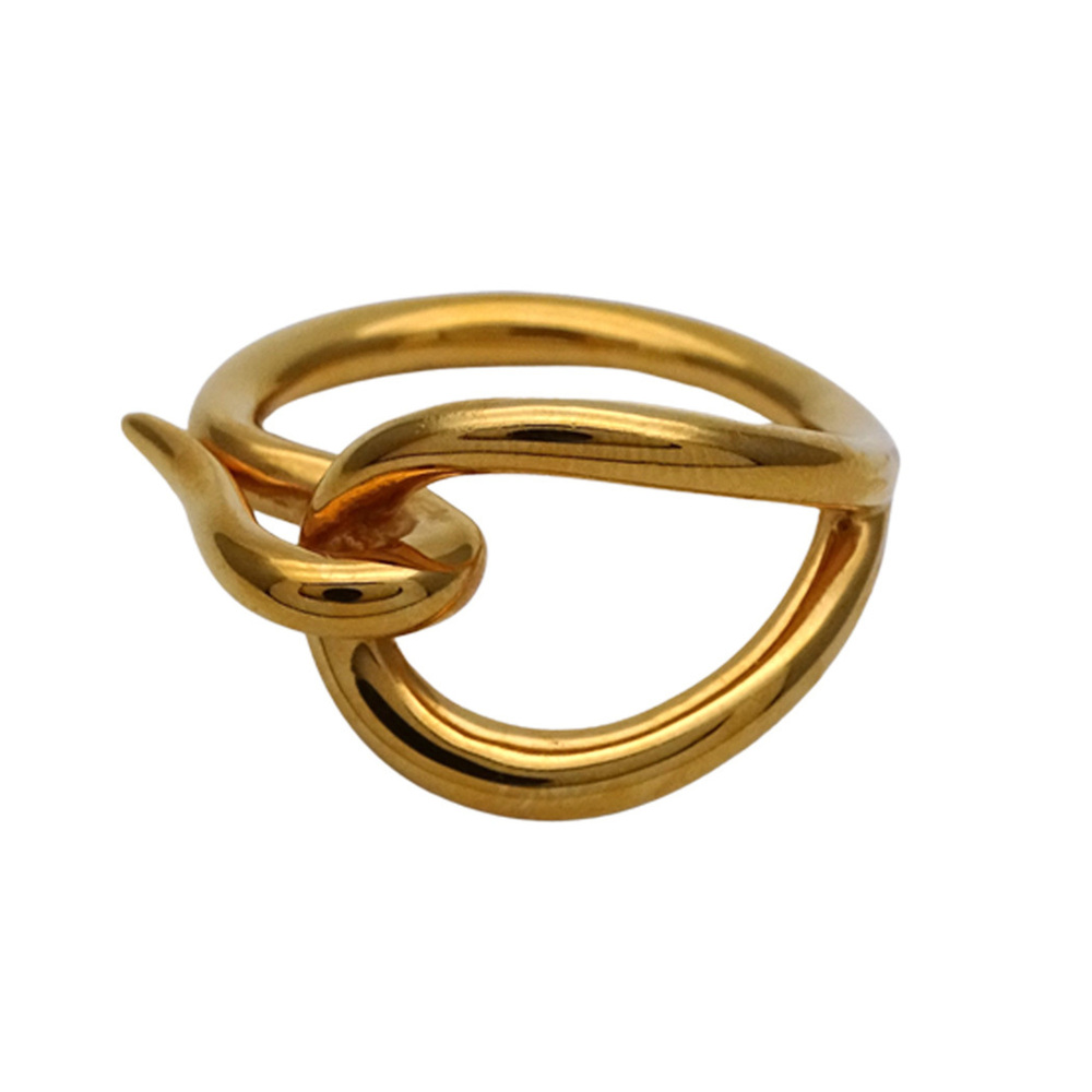 Hermes Jumbo Scarf Ring for Women, Gold Metal